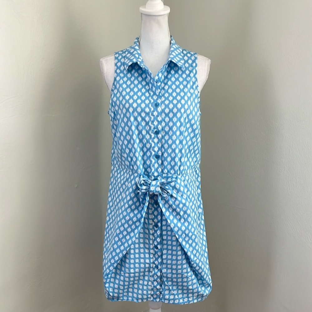 Michael MICHAEL KORS Blue Sleeveless Cotton Button Front Dress